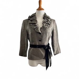 Adrianna Papell Metallic Gray Ruffled Blazer